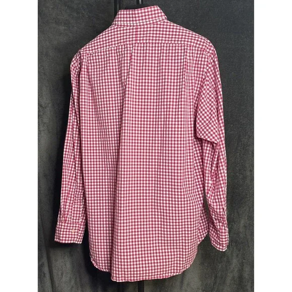 Polo Ralph Lauren Check Plaid Shirt Mens 17 1/2  Button-Down Preppy Red - Picture 5 of 9